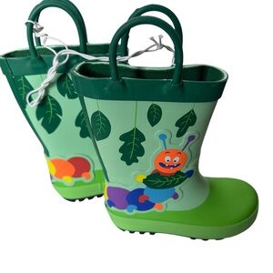 Cat & Jack Green Caterpillar Rain Boots